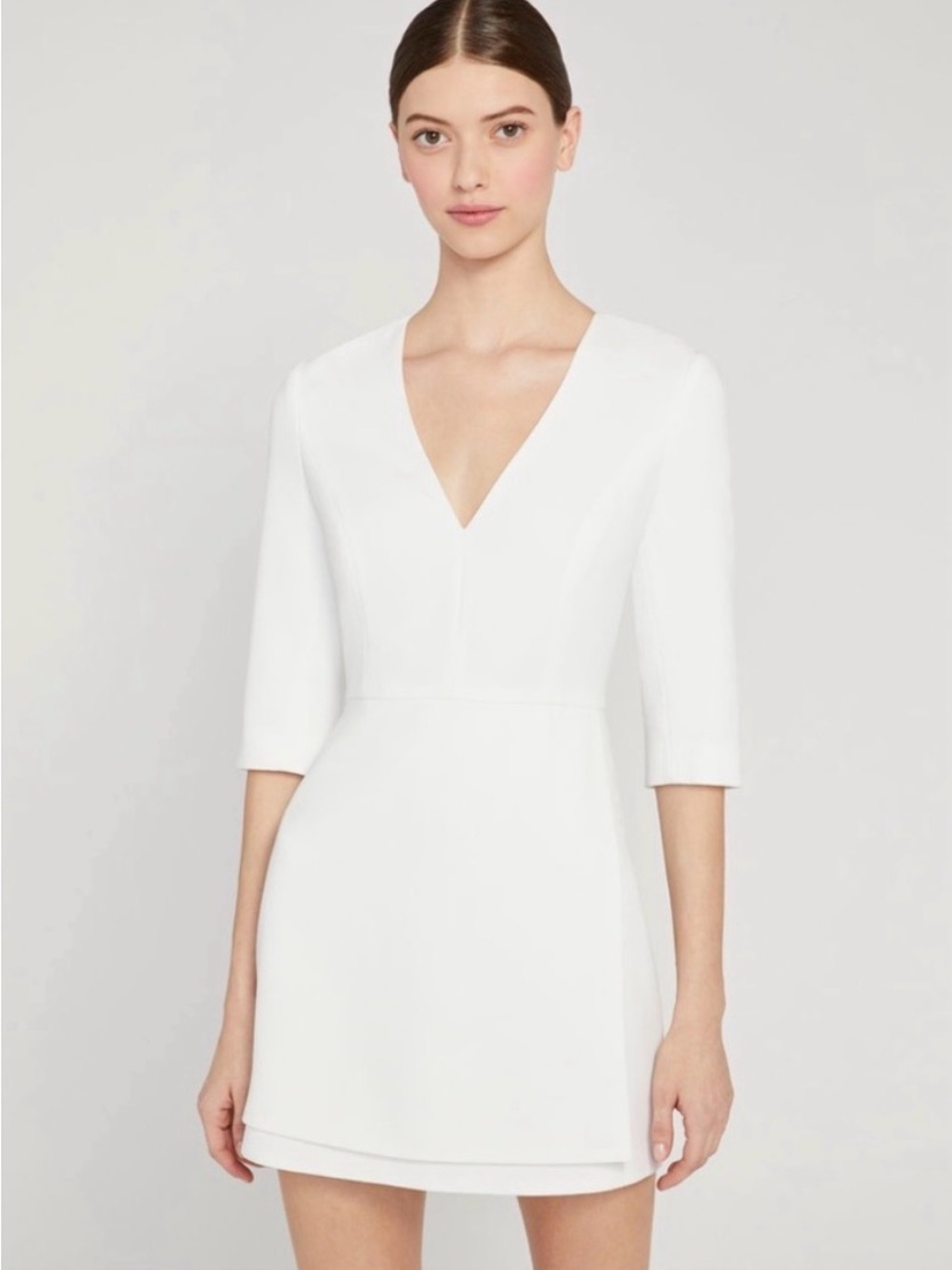 Alice + Olivia White V-Neck Mini Sheath Dress - Picture 1 of 7